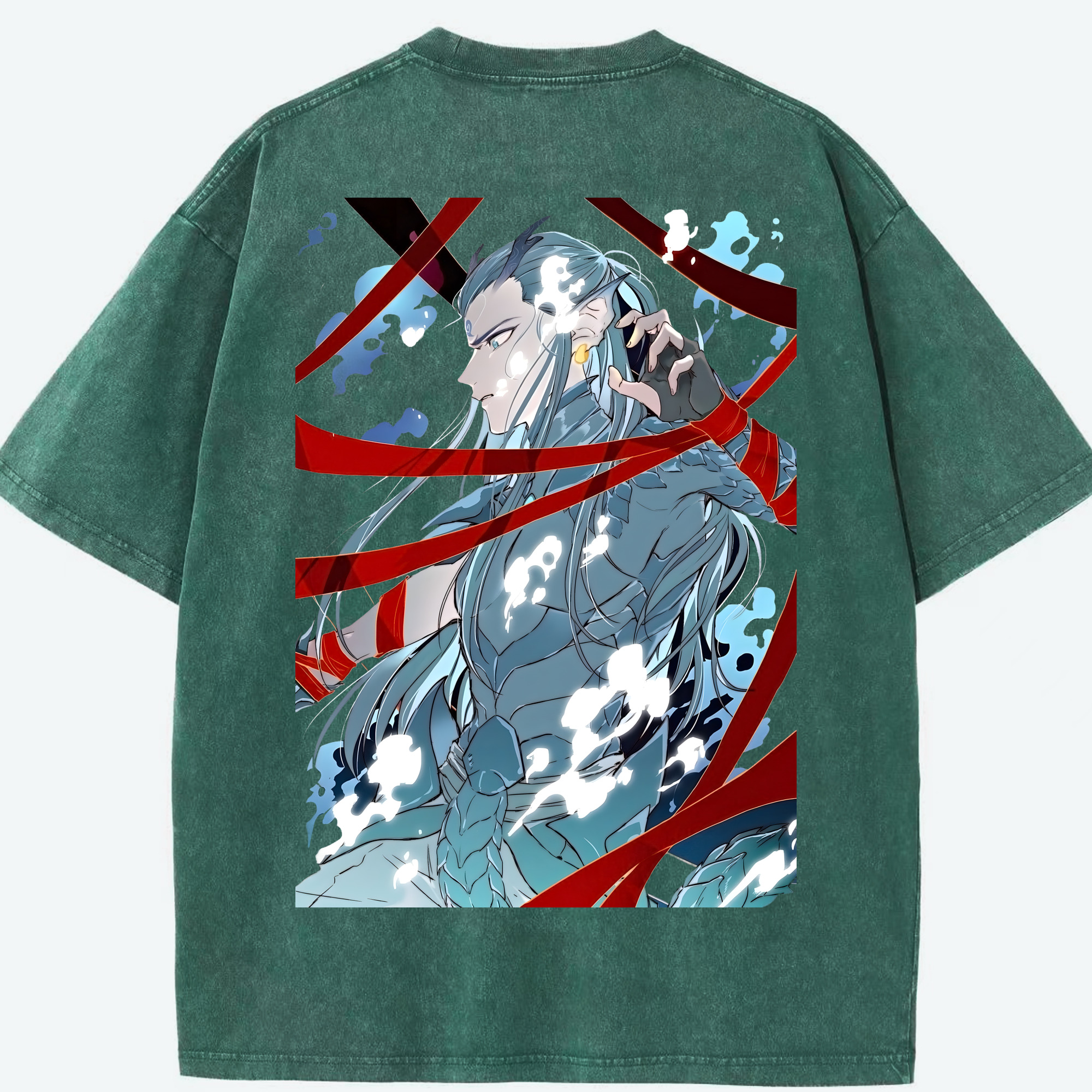 （画像用） Ne Zha 2 ナタ 魔童の大暴れ 綿100% ヴィンテージ風 半袖Tシャツ（背面プリント）